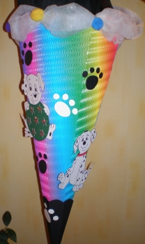 Handgefertigte Schultüte / Zuckertüte - " Dalmatiner " - 70cm - 6-eckig